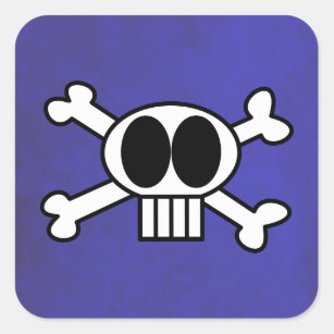 Cute Skull and Crossbones with Big Black Eyes Square Sticker