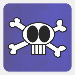 Cute Skull and Crossbones with Big Black Eyes Square Sticker
