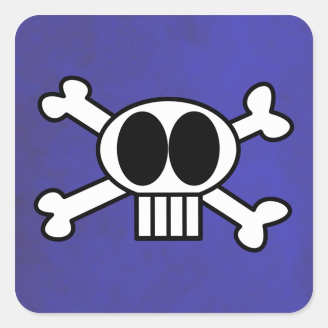 Cute Skull and Crossbones with Big Black Eyes Square Sticker (Front)