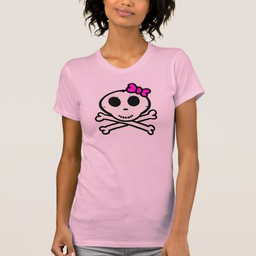 Cute Skull and Crossbones With Pink Bow T_Shirt