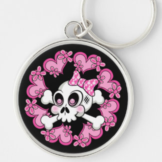 Cute Skull and Hearts Keychain