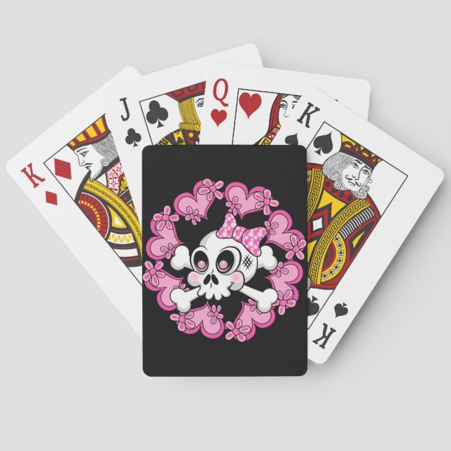 Cute Skull and Hearts Poker Cards (Back)