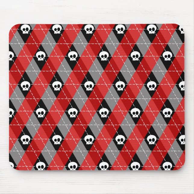 Cute Skull Argyle Pattern Mouse Pad (Front)