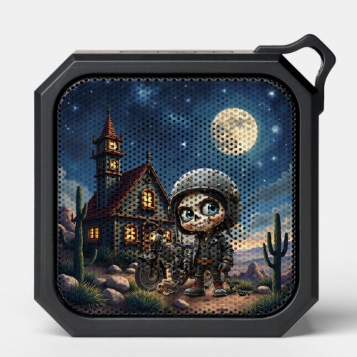 Cute Skull Biker | Moonlit Ride Through the Desert Bluetooth Speaker