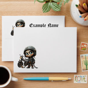 Cute Skull Biker Moonlit Ride Through the Desert Envelope