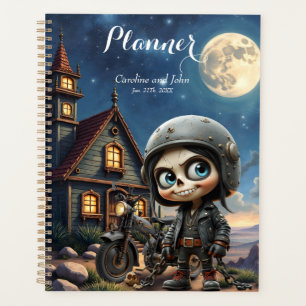 Cute Skull Biker   Moonlit Ride Through the Desert Planner