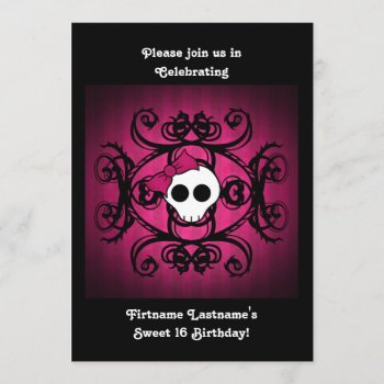 Cute Skull Birthday Invitation by TheHopefulRomantic at Zazzle