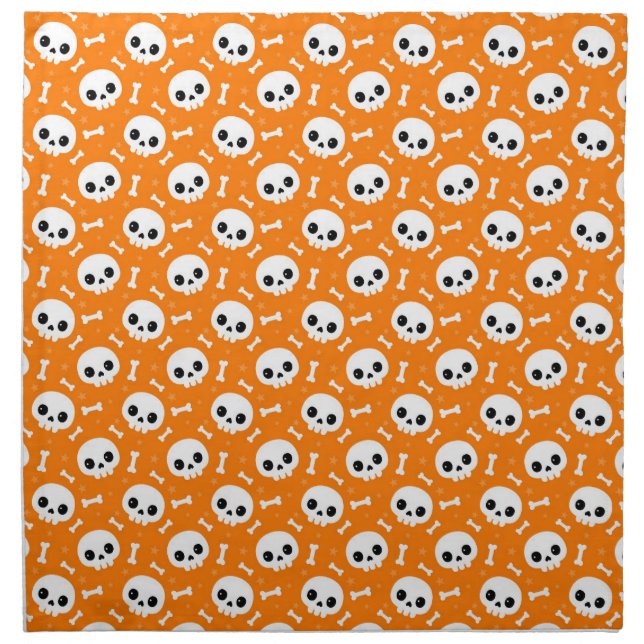 Cute Skull & Bones Halloween Pattern Cloth Napkin (Front)