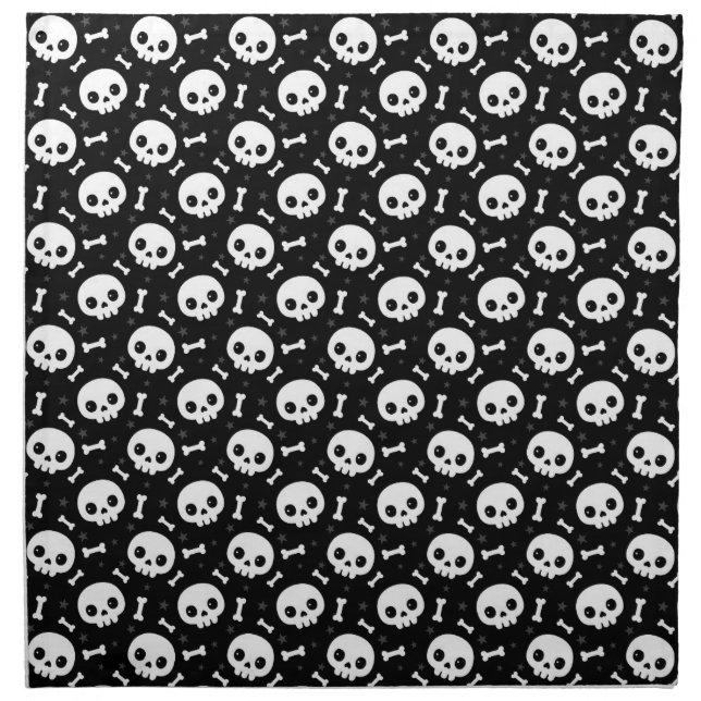 Cute Skull & Bones Halloween Pattern Cloth Napkin (Front)