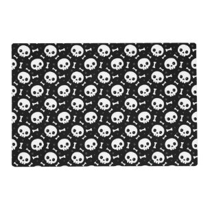 Cute Skull & Bones Halloween Pattern Placemat
