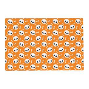 Cute Skull & Bones Halloween Pattern Placemat