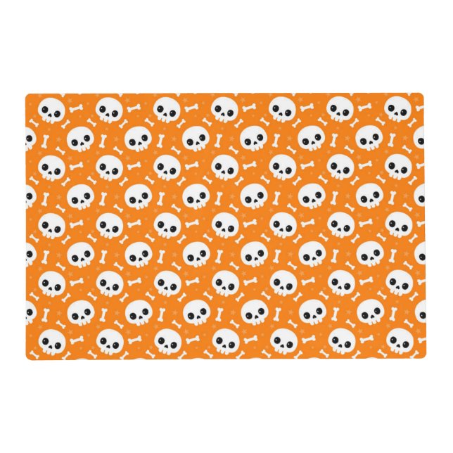 Cute Skull & Bones Halloween Pattern Placemat (Front)