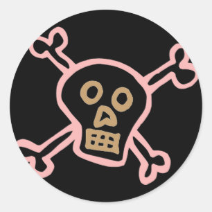 Cute Skull & Crossbones Graffiti Classic Round Sticker