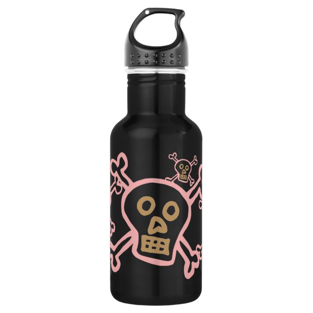 Cute Skull & Crossbones Graffiti Water Bottle (Front)