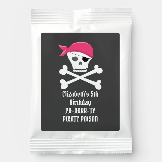 Cute Skull Crossbones Pirate Birthday Personalized Hot Chocolate Drink Mix (Front)