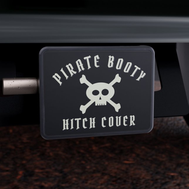 Cute Skull Crossbones Pirate Name Hitch Cover (Perfect hitch cover to attach to your trailer. Just add your name!)
