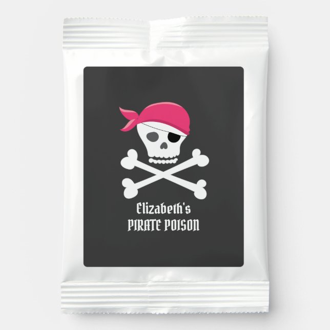 Cute Skull Crossbones Pirate Poison Personalized Margarita Drink Mix (Front)