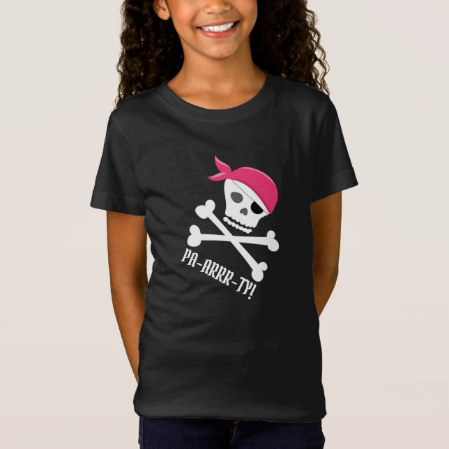 Cute Skull Crossbones Pirate Theme Pa-arrr-ty! T-Shirt (Front)