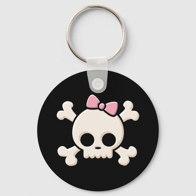 Cute Skull Girl Keychain (Front)