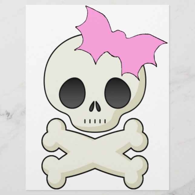 Cute Skull n Crossbones with Bat Bow Flyer (Front)