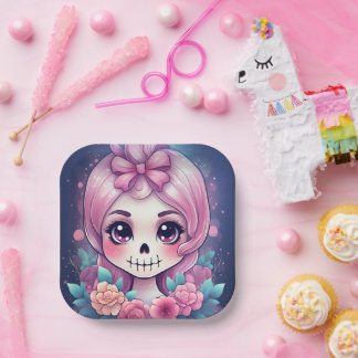 Cute Skull Paper Plates