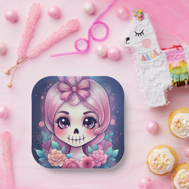 Cute Skull Paper Plates (Party)