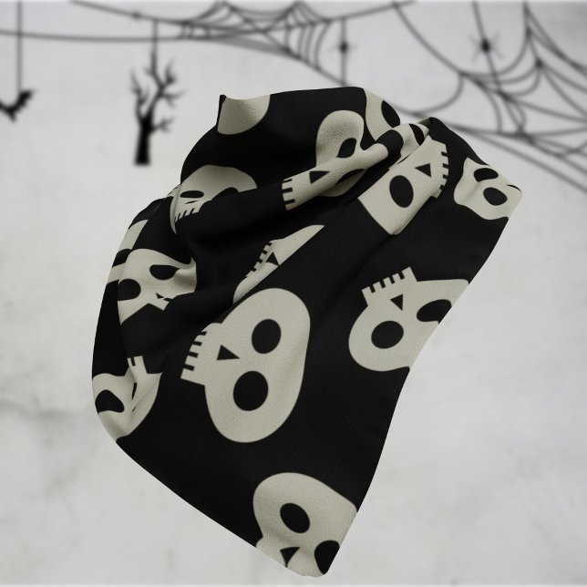 Cute Skull Pattern Black and Cream Goth Bandana (Trick or treat, who's ready to hit the streets in style? Cute skull pattern bandana just for you)