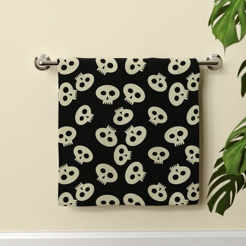 Cute Skull Pattern Black Hand Towel