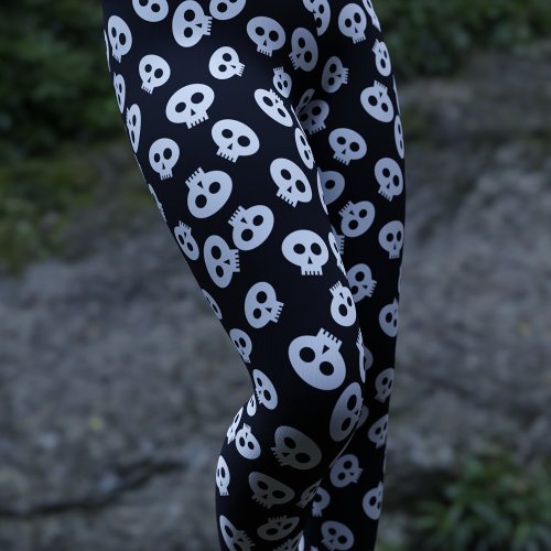 Cute Skull Pattern Goth Halloween Leggings