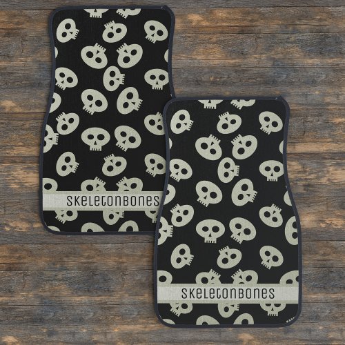 Cute Skull Pattern Monogrammed Car Floor Mats