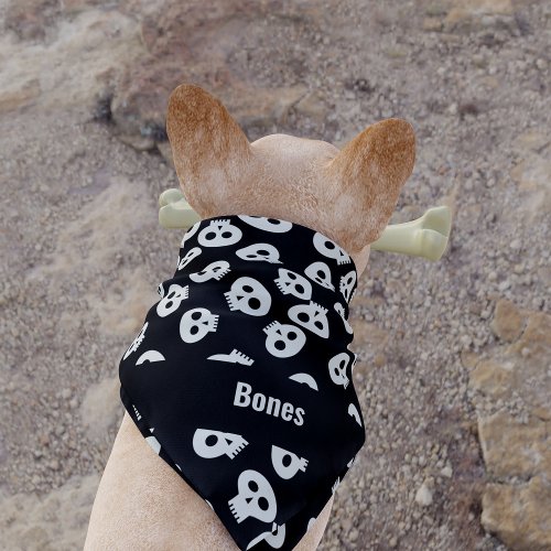 Cute Skull Pattern Personalized Dog Black Bandana