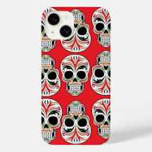 Cute skull pattern with painting details Red