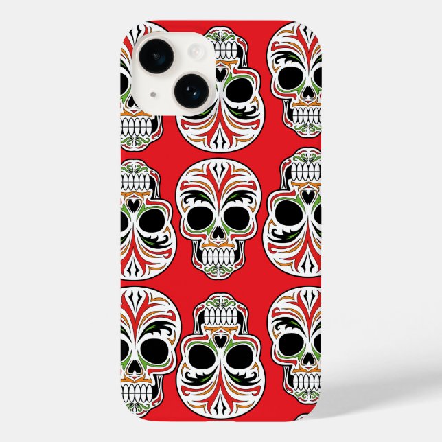 Cute skull pattern with painting details Red Case-Mate iPhone Case (Back)