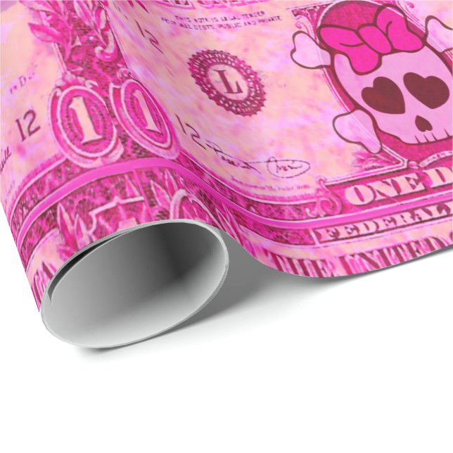 cute  skull,pink dollar wrapping paper (Roll Corner)