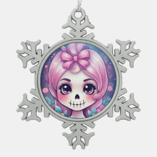 Cute Skull Snowflake Framed Ornament
