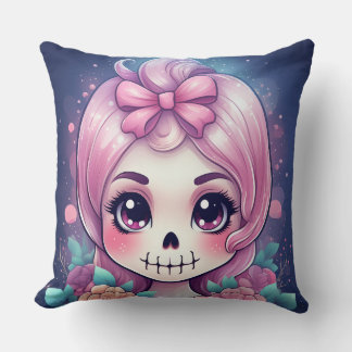 Cute Skull Throw Pillow