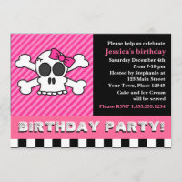 Cute Skull w/ Bow Birthday Party - Pink