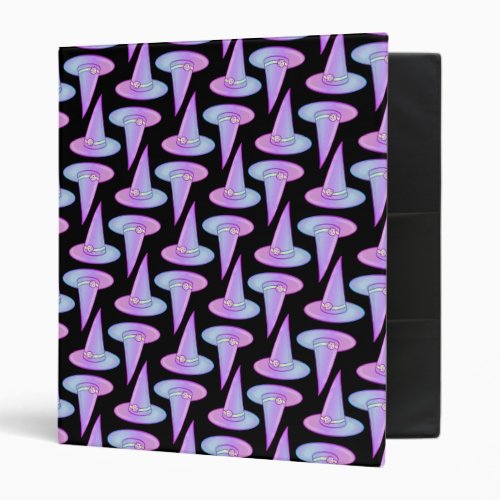 Cute Skull Witch Hat Purple Blue Drawing Pattern 3 Ring Binder