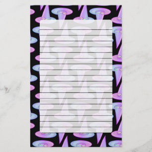 Cute Skull Witch Hat Purple Blue Drawing Pattern Stationery