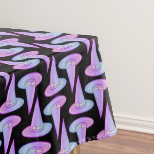 Cute Skull Witch Hat Purple Blue Drawing Pattern Tablecloth