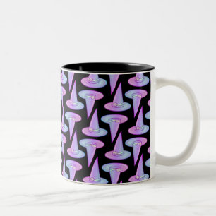 Cute Skull Witch Hat Purple Blue Drawing Pattern Two-Tone Coffee Mug