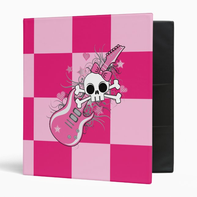 Cute Skull with Pink Guitar Binder (Front/Inside)