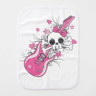 Cute Skull with Pink Guitar Burp Cloth