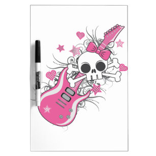Cute Skull with Pink Guitar Dry-Erase Board