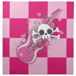Cute Skull with Pink Guitar Napkin
