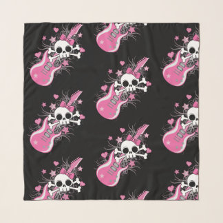 Cute Skull with Pink Guitar Scarf