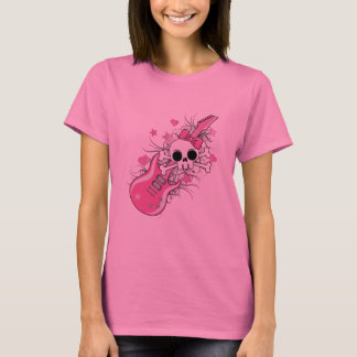Cute Skull with Pink Guitar T-Shirt