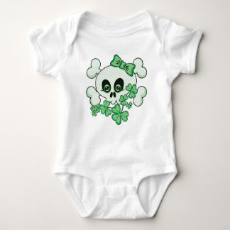 Cute Skull with Shamrocks Baby Bodysuit