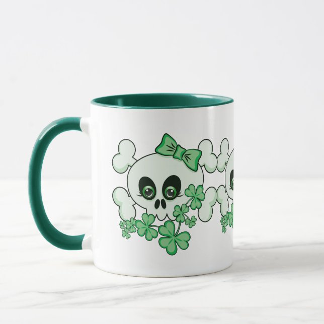 Cute Skull with Shamrocks Mug (Left)