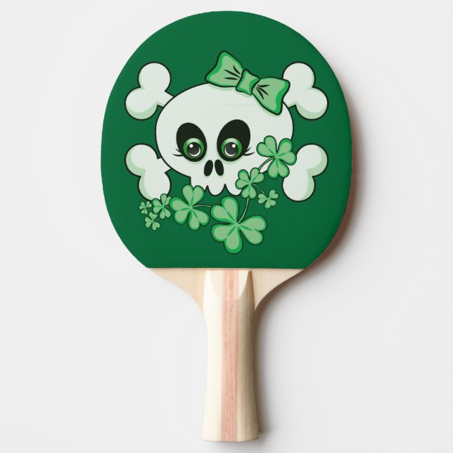 Cute Skull with Shamrocks Ping Pong Paddle (Front)